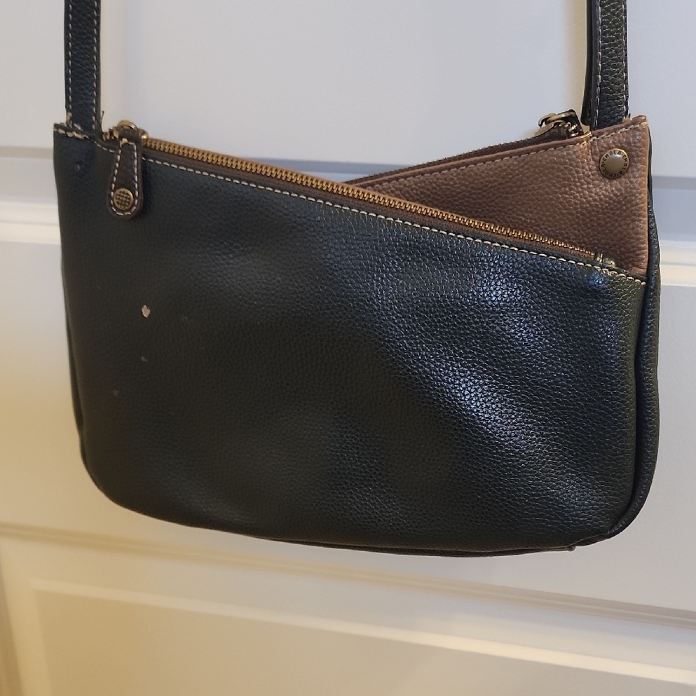 Chala Blue and Brown Crossbody Bag with Leaf and Dragonfly Accents - Picture 4 of 13